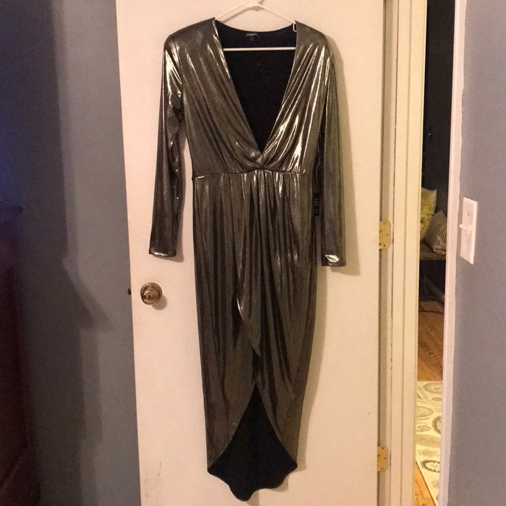 Express plunging lame dress